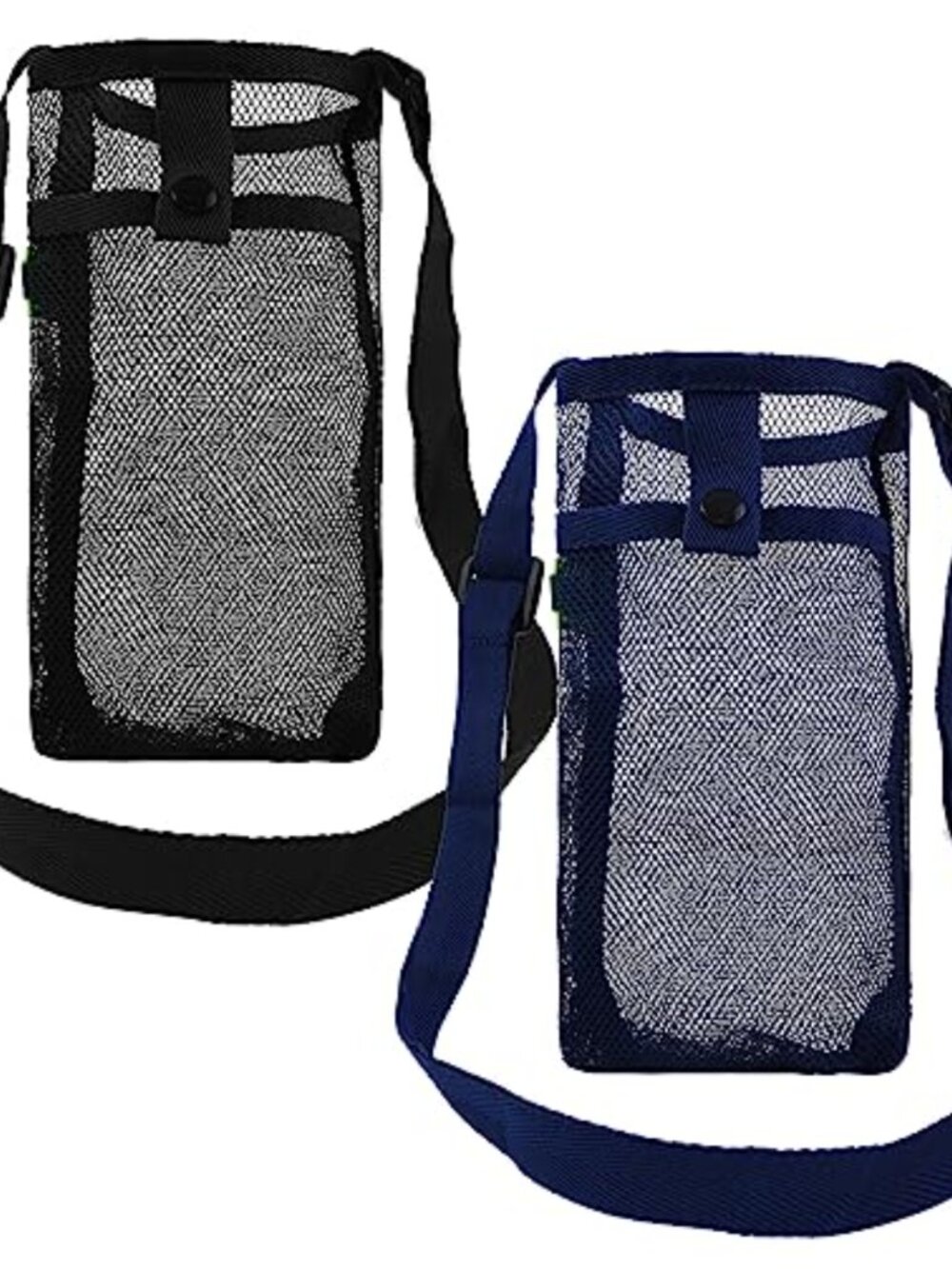 2 Pack Nylon Mesh Water Bottle Holder Crossbody Sling Adjustable Strap